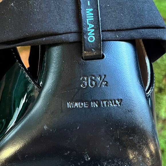 PRADA Black Patent Leather Pointed Toe Sling Backs w/bow SZ 36.5 (6.5 US) - Picture 6 of 11